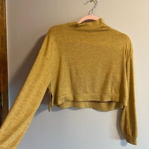 Mustard Cropped Mock Neck Women’s Sweater super soft size small